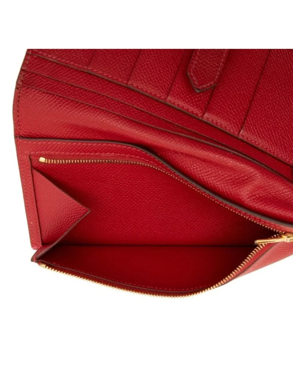 Hermes Bearn Souffle Wallet P Red Gold Veau Epsom